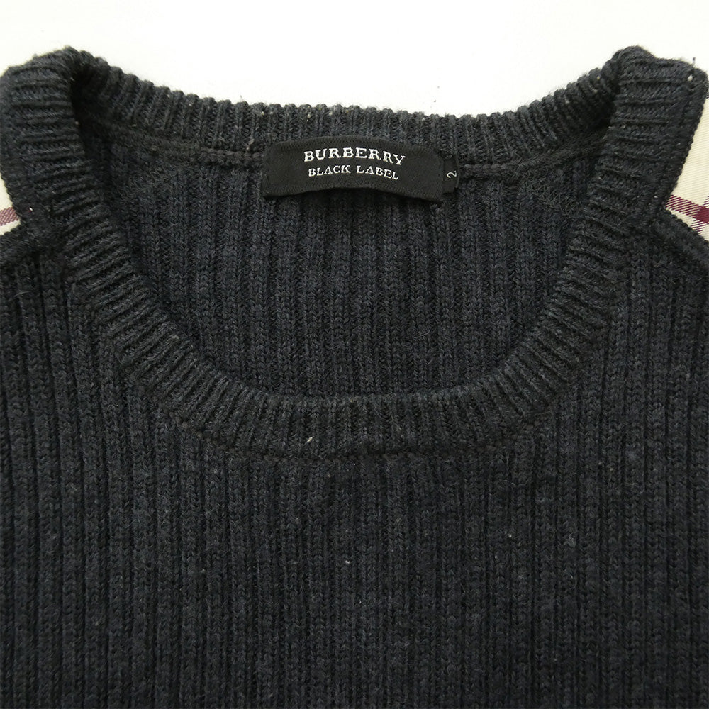 BURBERRY BLACK LABEL バーバリーブラックレーベル BMT11-510-07 ノバチェック ウール ニット セーター チャコール系 2【中古】