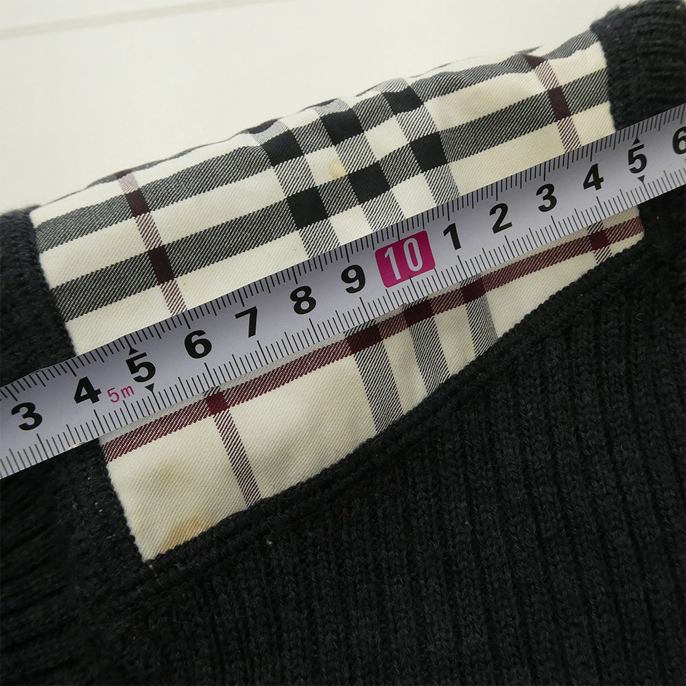 BURBERRY BLACK LABEL バーバリーブラックレーベル BMT11-510-07 ノバチェック ウール ニット セーター チャコール系 2【中古】