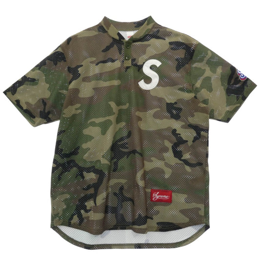 Supreme シュプリーム 24AW S Logo Baseball Henley エス ロゴ ヘンリー 半袖 ベースボール シャツ ウッドランドカモ カーキ系 マルチカラー系 M【極上美品】【中古】