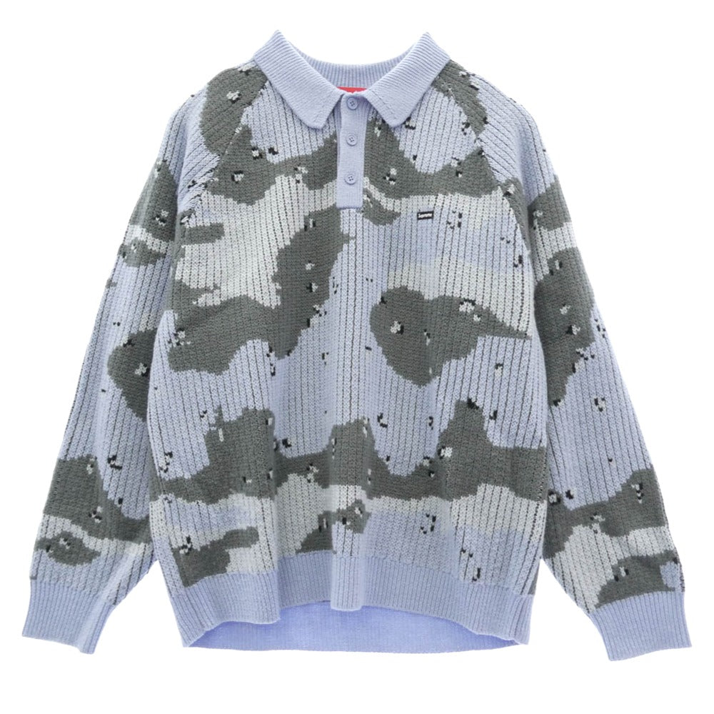 Supreme シュプリーム 24AW Small Box Polo Sweater スモールボックス ポロ セーター ニット グレー系 ライトブルー系 マルチカラー系 M【美品】【中古】