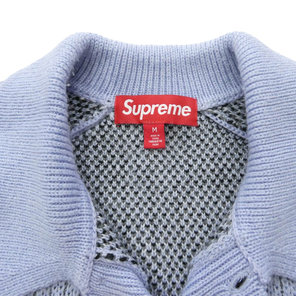 Supreme シュプリーム 24AW Small Box Polo Sweater スモールボックス ポロ セーター ニット グレー系 ライトブルー系 マルチカラー系 M【美品】【中古】