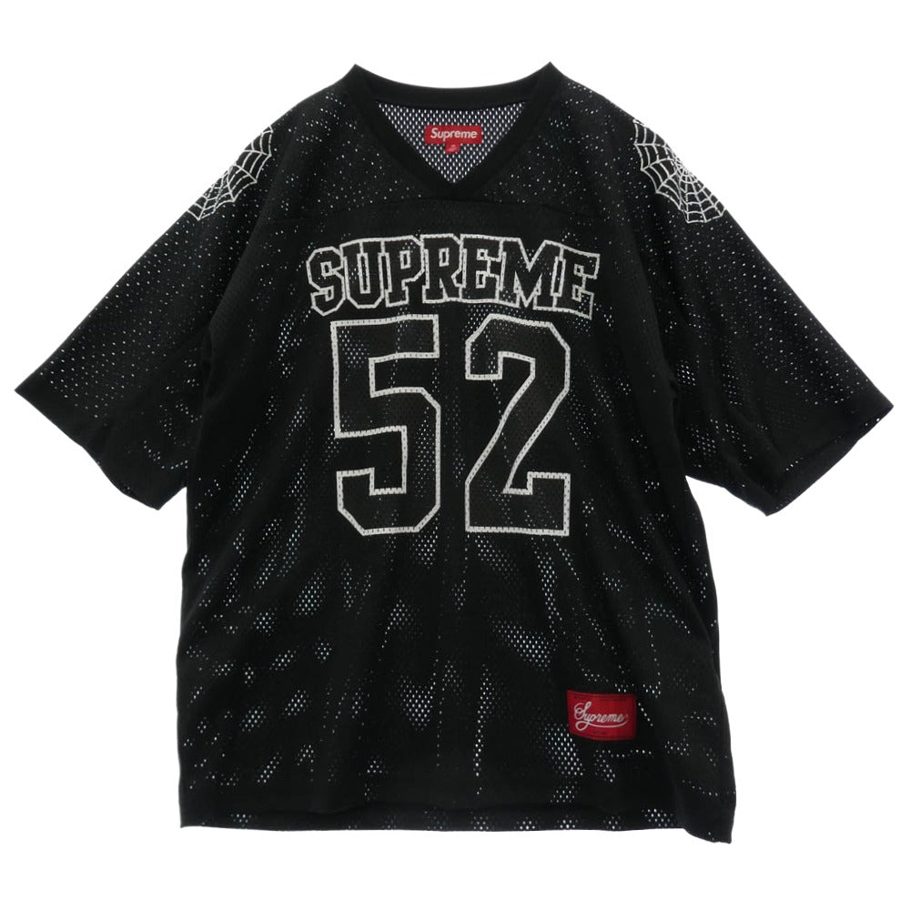 Supreme シュプリーム 24SS Spiderweb Football Jersey スパイダーウェブ フットボール ジャージ 半袖 Tシャツ ブラック系 M【美品】【中古】