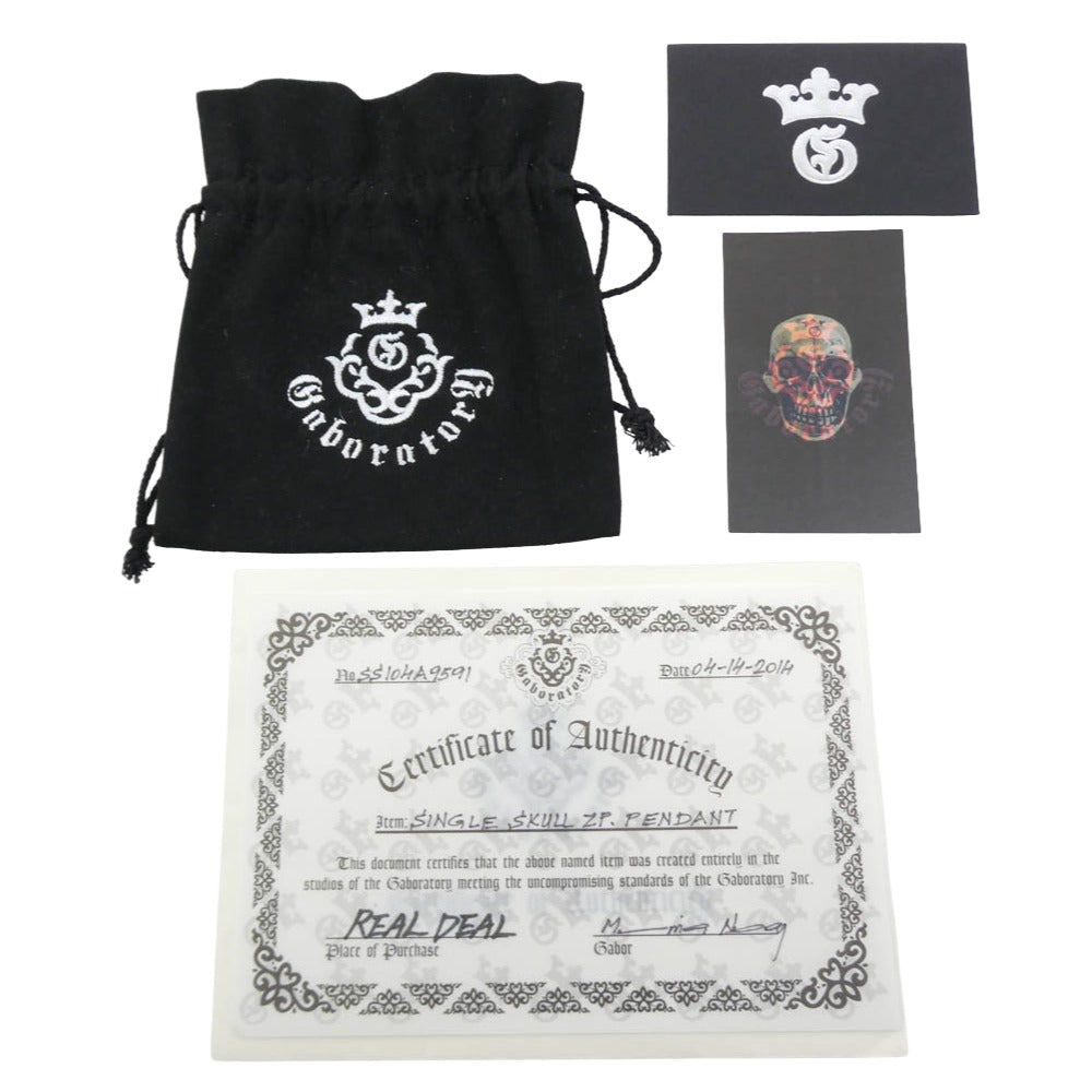 GABOR ガボール Gaboratory ガボラトリー マリア ギャランティ付属 SINGLE SKULL ZIP PENDANT シングルスカル ジップ ペンダントトップ シルバー系【中古】