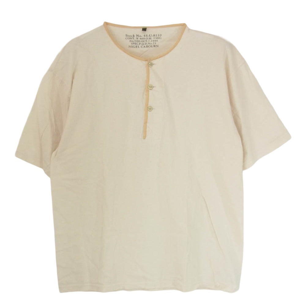 Nigel Cabourn ナイジェルケーボン 8044-00-21005 50's HENLEY NECK SHIRT ヘンリーネック Tシャツ 半袖カットソー オフホワイト系 48【中古】