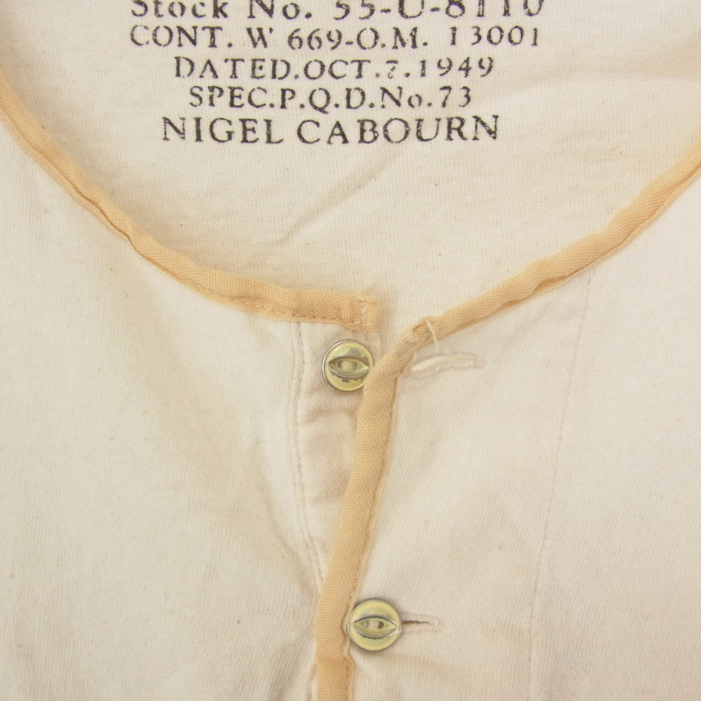 Nigel Cabourn ナイジェルケーボン 8044-00-21005 50's HENLEY NECK SHIRT ヘンリーネック Tシャツ 半袖カットソー オフホワイト系 48【中古】