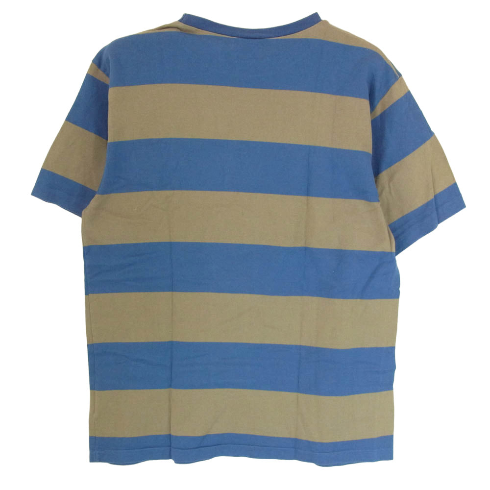 WAREHOUSE ウエアハウス BORDER ボーダー Tシャツ 丸首 クルーネック 半袖 カットソー グレー ブルー系 L【中古】