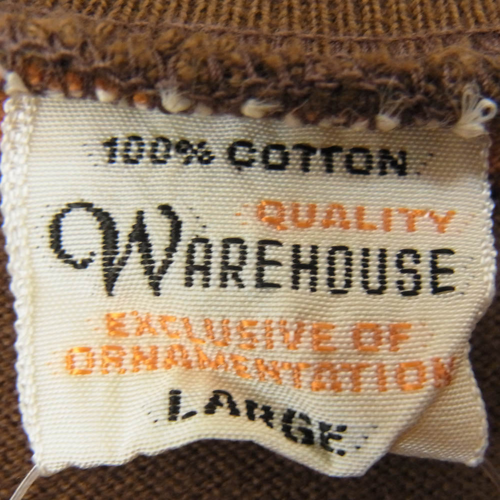WAREHOUSE ウエアハウス BORDER ボーダー Tシャツ 半袖 カットソー オレンジ ブラウン系 L【中古】