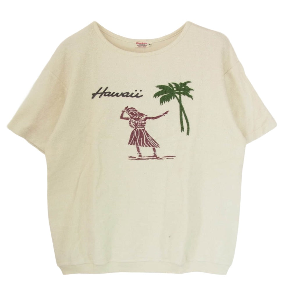 WAREHOUSE ウエアハウス 4078 HAWAII ハワイ コットン パイル地 半袖 Tシャツ オフホワイト系 42【中古】