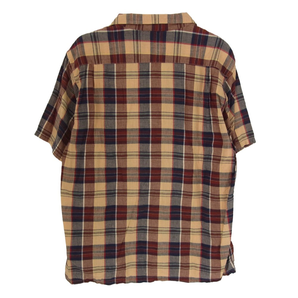 SUGAR CANE シュガーケーン SC38923 MADRAS CHECK OPEN SHIRT マドラス チェック ボタンダウン 半袖 オープン シャツ ブラウン系 L【中古】