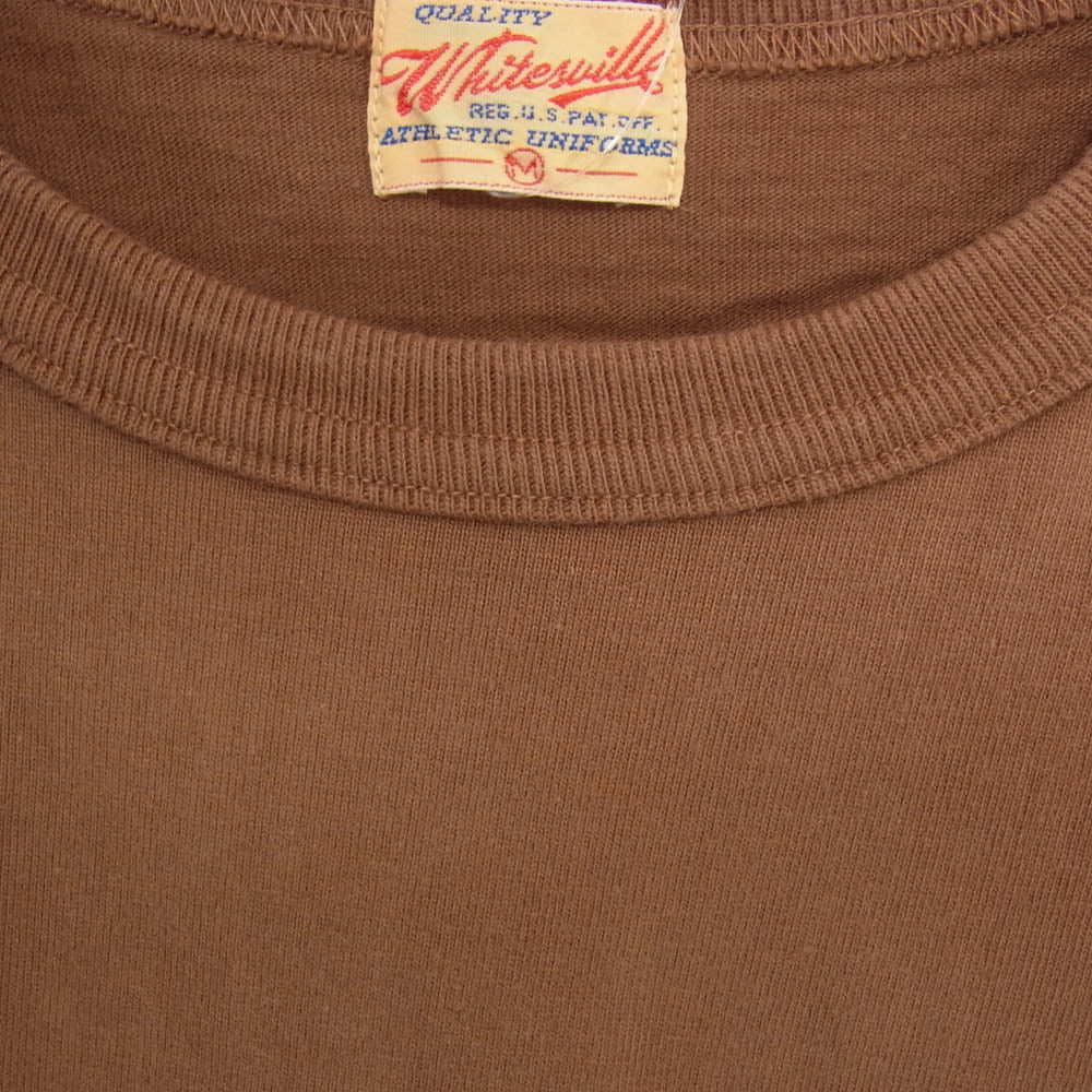 WHITESVILLE ホワイツビル ポケット付 コットン クルーネック Tシャツ 半袖カットソー ブラウン系 M【中古】