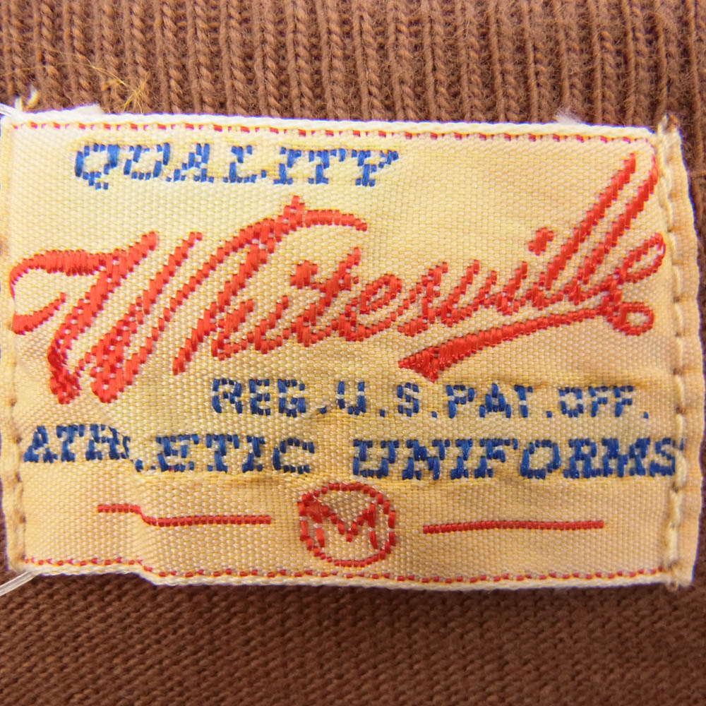 WHITESVILLE ホワイツビル ポケット付 コットン クルーネック Tシャツ 半袖カットソー ブラウン系 M【中古】