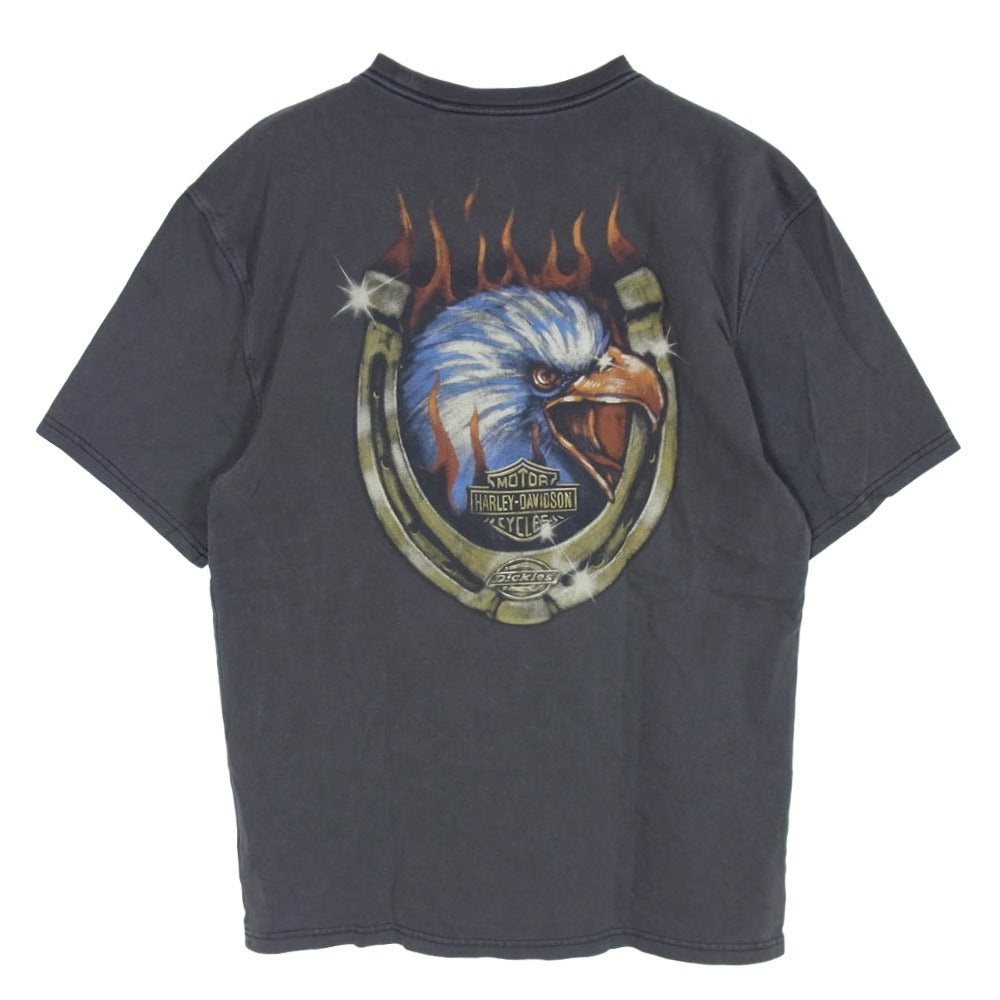 Dickies ディッキーズ 96572-25VM グラフィック S/S Tシャツ ヘビーウェイト フレイミング イーグル フロント バック プリント 半袖カットソー チャコール系 M【中古】