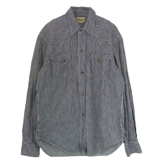 WAREHOUSE ウエアハウス 3038 HICKORY STRIPE WESTERN SHIRTS ヒッコリー ストライプ ウエスタン 長袖 シャツ インディゴブルー系 40【中古】