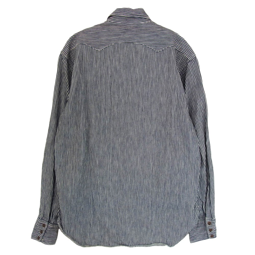 WAREHOUSE ウエアハウス 3038 HICKORY STRIPE WESTERN SHIRTS ヒッコリー ストライプ ウエスタン 長袖 シャツ インディゴブルー系 40【中古】