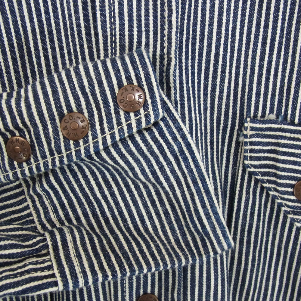 WAREHOUSE ウエアハウス 3038 HICKORY STRIPE WESTERN SHIRTS ヒッコリー ストライプ ウエスタン 長袖 シャツ インディゴブルー系 40【中古】