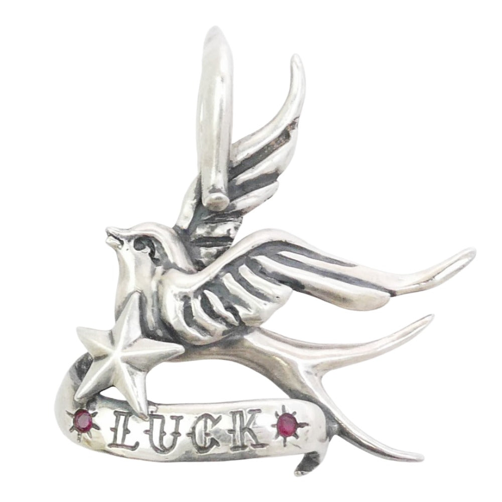 GALCIA ガルシア Swallow＆Star スワロー＆スター LUCK ペンダントトップ シルバー系【中古】