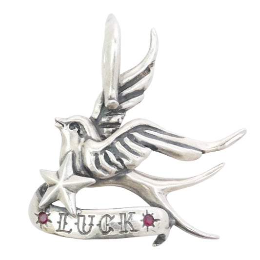 GALCIA ガルシア Swallow＆Star スワロー＆スター LUCK ペンダントトップ シルバー系【中古】