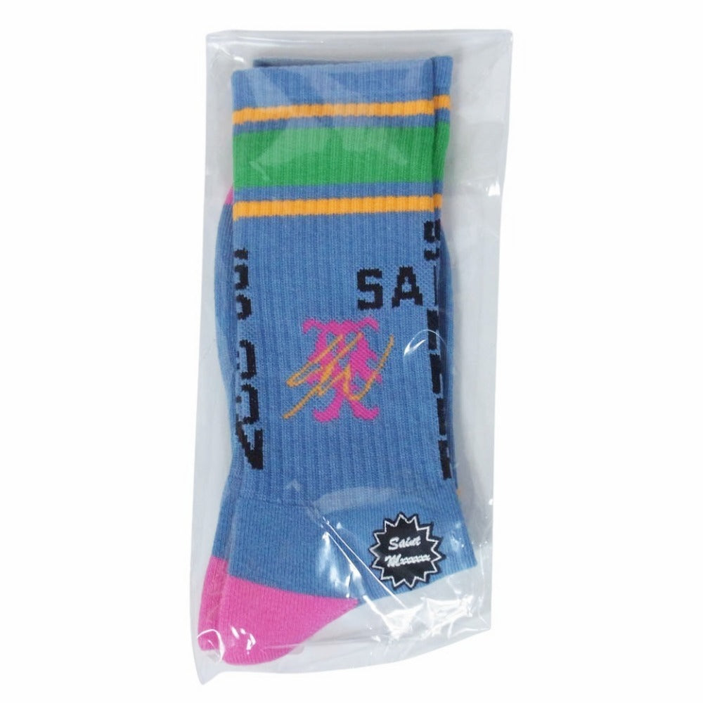 SAINT MICHAEL セントマイケル 26SS SM-MK8-0000-C14 SW SOCKS/SAINT SW ソックス 靴下 ブルー系 M【新古品】【未使用】【中古】