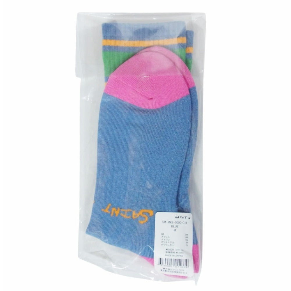 SAINT MICHAEL セントマイケル 26SS SM-MK8-0000-C14 SW SOCKS/SAINT SW ソックス 靴下 ブルー系 M【新古品】【未使用】【中古】