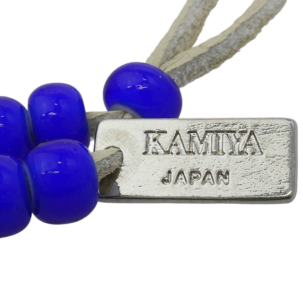 カミヤ G16AC215-0 Glass Beaded Bracelet レザー ビーズ ブレスレット ブルー系 シルバー系【極上美品】【中古】