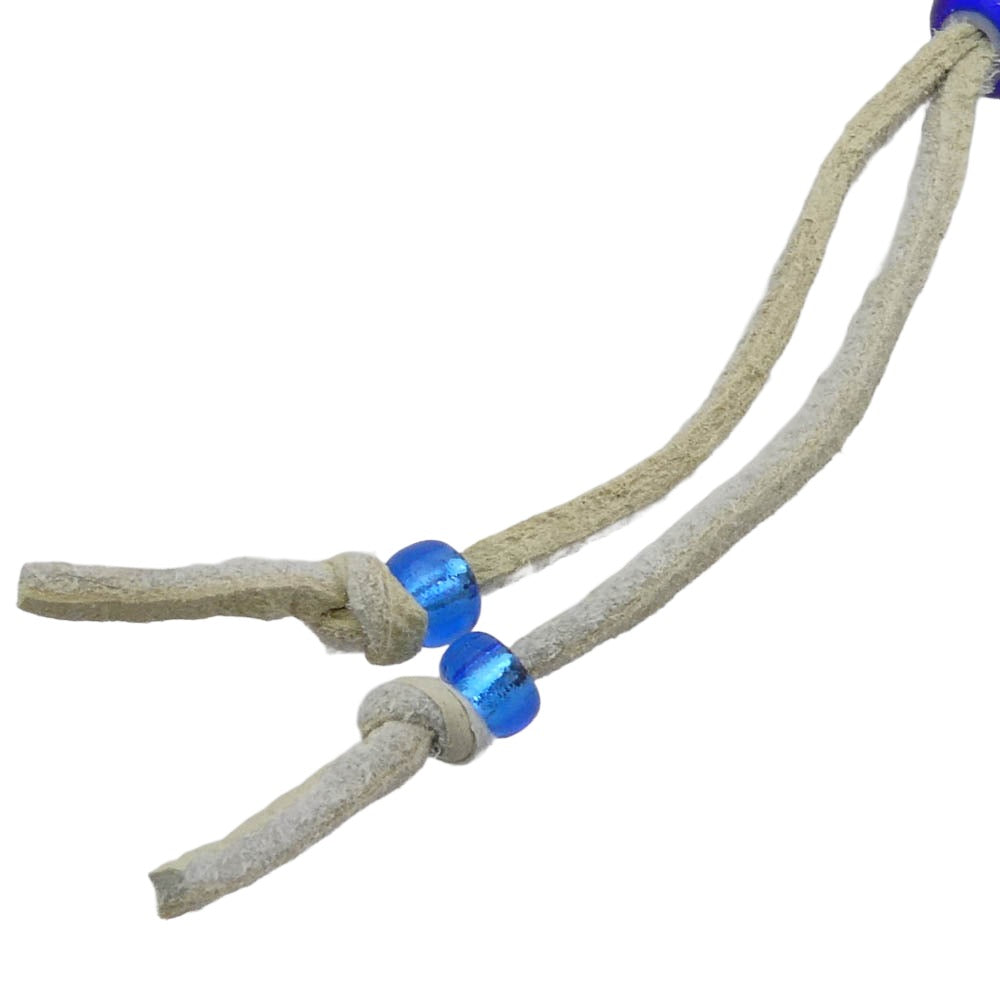 カミヤ G16AC215-0 Glass Beaded Bracelet レザー ビーズ ブレスレット ブルー系 シルバー系【極上美品】【中古】
