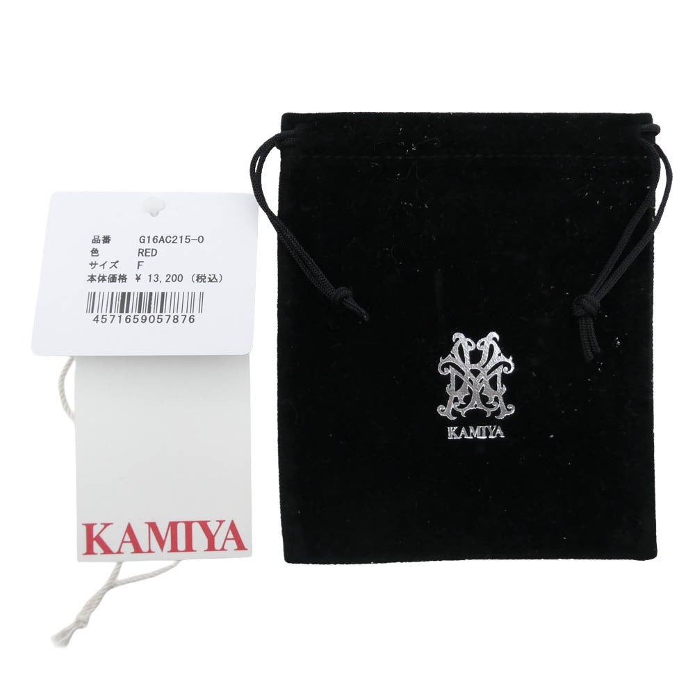 カミヤ G16AC215-0 Glass Beaded Bracelet レザー ビーズ ブレスレット レッド系 シルバー系【極上美品】【中古】