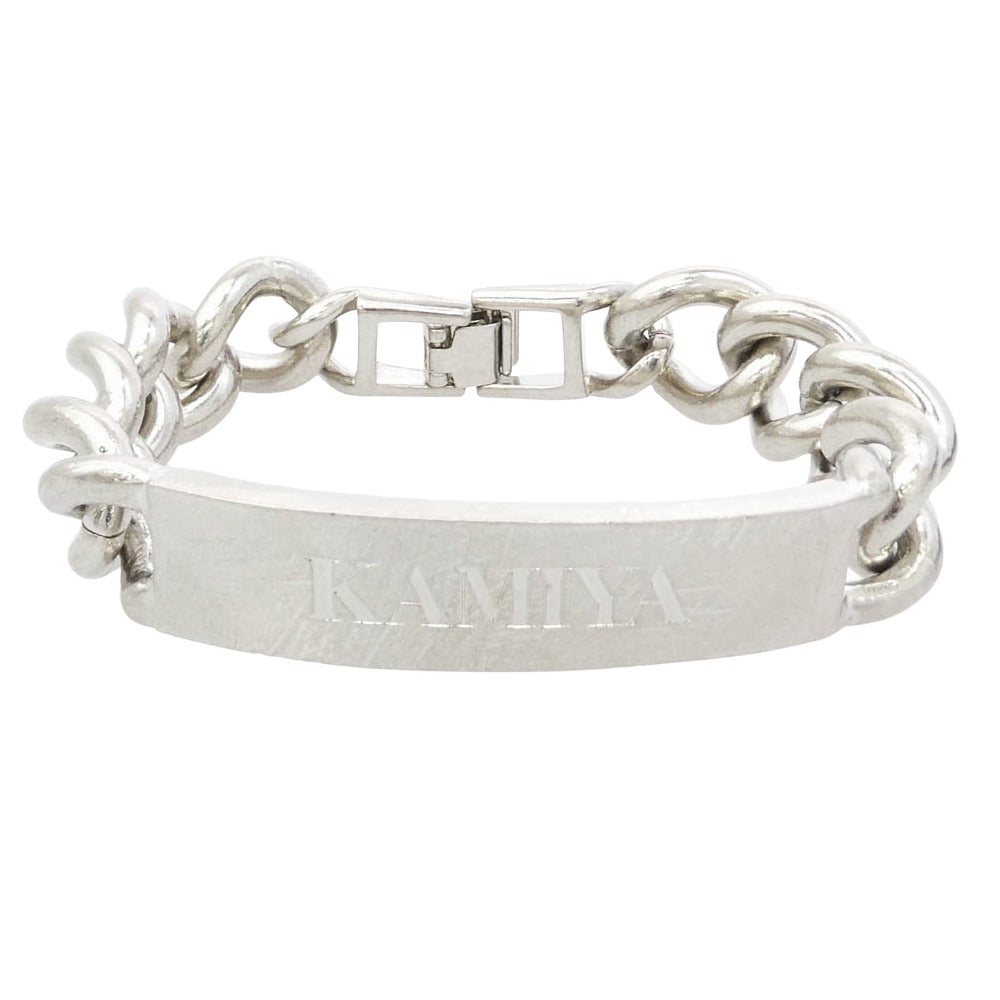 カミヤ G12AC071-0 ID Bracelet 喜平チェーン BRASS 真鍮 USED加工 ブレスレット シルバー系【極上美品】【中古】