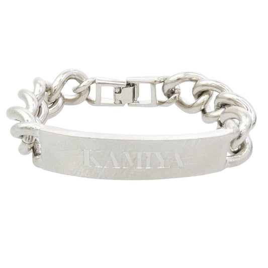 カミヤ G12AC071-0 ID Bracelet 喜平チェーン BRASS 真鍮 USED加工 ブレスレット シルバー系【極上美品】【中古】