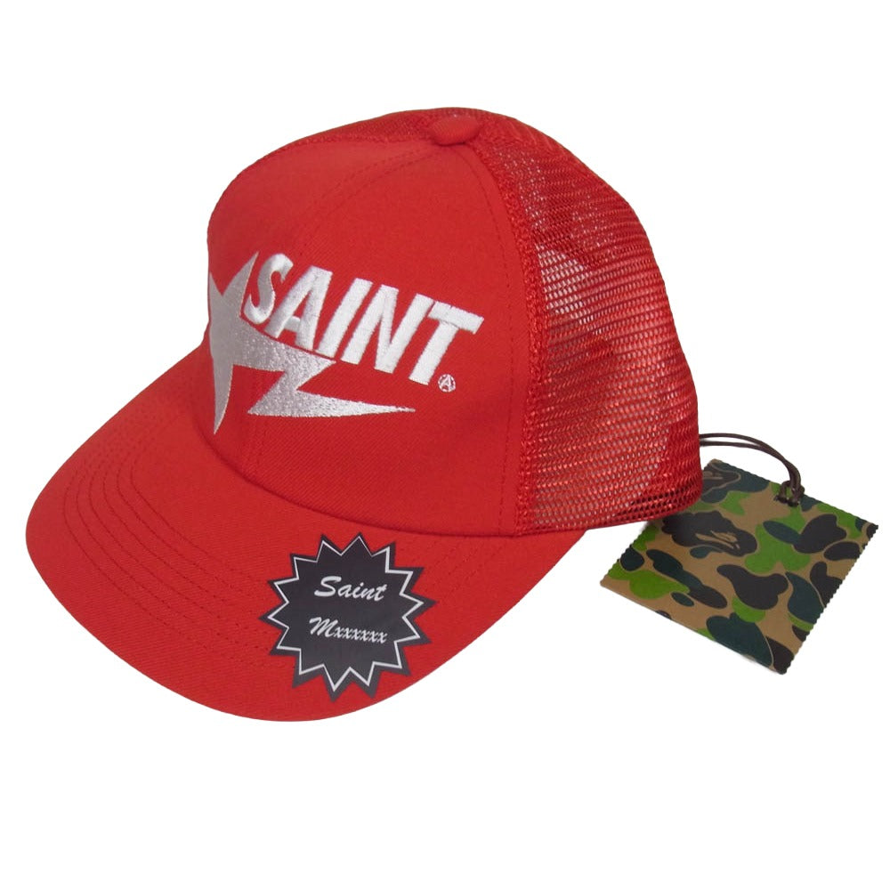 SAINT MICHAEL セントマイケル A BATHING APE アベイシングエイプ 26SS SM-MK8-0000-C60 BAPE MESH CAP ベイプ メッシュ キャップ レッド系【極上美品】【中古】