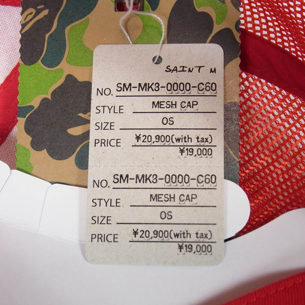 SAINT MICHAEL セントマイケル A BATHING APE アベイシングエイプ 26SS SM-MK8-0000-C60 BAPE MESH CAP ベイプ メッシュ キャップ レッド系【極上美品】【中古】