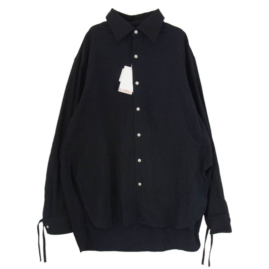 カミヤ G16SH049-0 Ash Fade Drawstring Cuff Shirt アッシュフェード ドローストリングカフ シルクコットンネップツイル 長袖 シャツ ブラック系 S【極上美品】【中古】