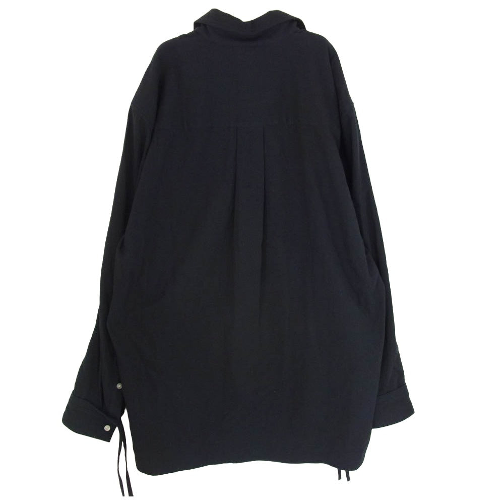 カミヤ G16SH049-0 Ash Fade Drawstring Cuff Shirt アッシュフェード ドローストリングカフ シルクコットンネップツイル 長袖 シャツ ブラック系 S【極上美品】【中古】