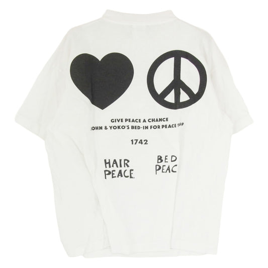SAINT MICHAEL セントマイケル 26SS SM-MK8-0000-C27 × JOHN LENNON JL_SS T-SHIRT IMAGINE PEACE ジョンレノン 半袖 Tシャツ カットソー ホワイト系 M【美品】【中古】