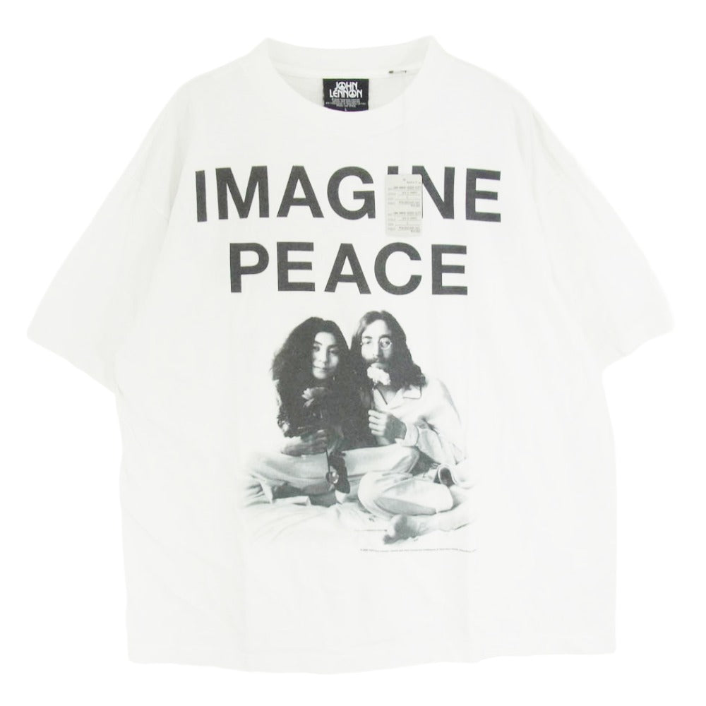 SAINT MICHAEL セントマイケル 26SS SM-MK8-0000-C27 × JOHN LENNON JL_SS T-SHIRT IMAGINE PEACE ジョンレノン 半袖 Tシャツ カットソー ホワイト系 L【美品】【中古】