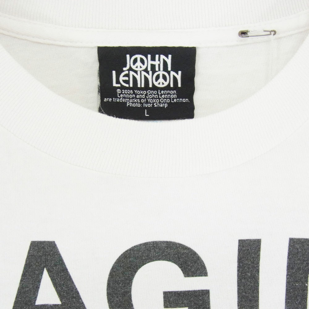 SAINT MICHAEL セントマイケル 26SS SM-MK8-0000-C27 × JOHN LENNON JL_SS T-SHIRT IMAGINE PEACE ジョンレノン 半袖 Tシャツ カットソー ホワイト系 L【美品】【中古】