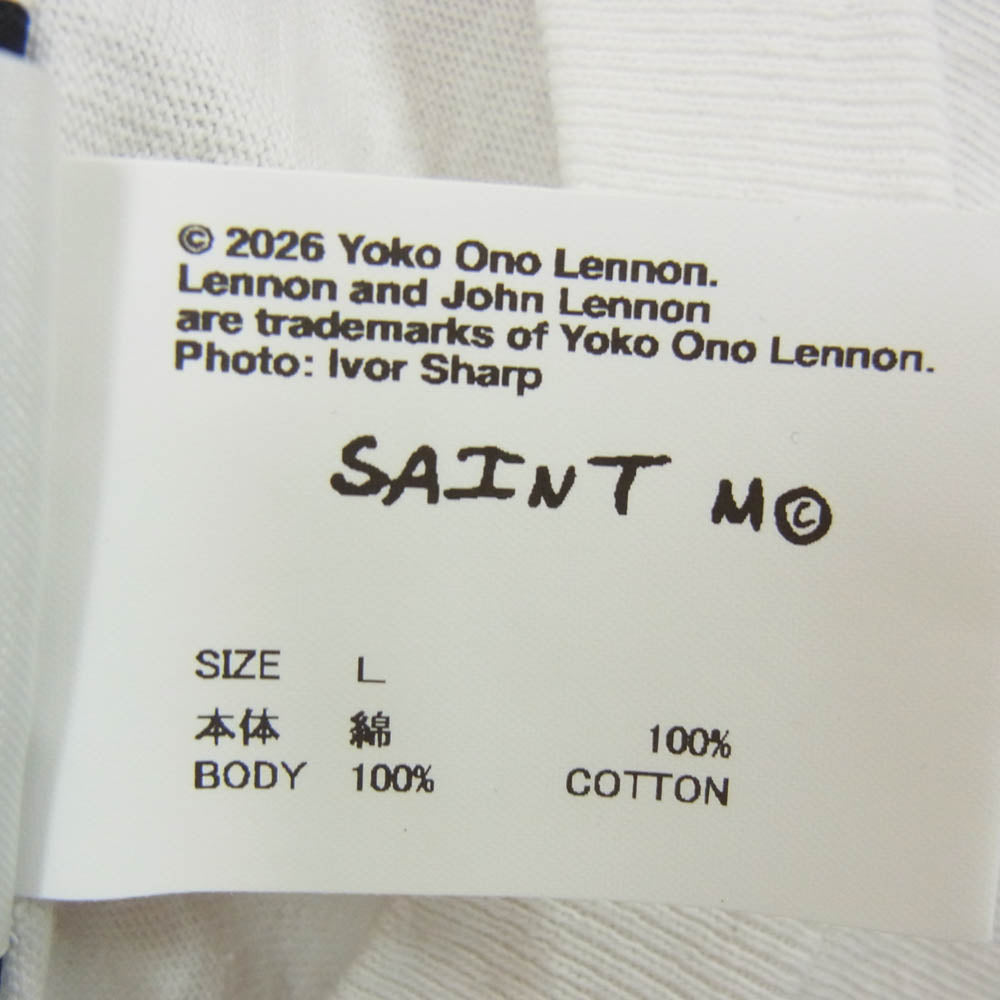 SAINT MICHAEL セントマイケル 26SS SM-MK8-0000-C27 × JOHN LENNON JL_SS T-SHIRT IMAGINE PEACE ジョンレノン 半袖 Tシャツ カットソー ホワイト系 L【美品】【中古】