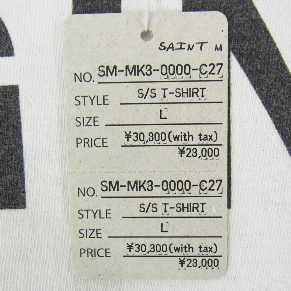 SAINT MICHAEL セントマイケル 26SS SM-MK8-0000-C27 × JOHN LENNON JL_SS T-SHIRT IMAGINE PEACE ジョンレノン 半袖 Tシャツ カットソー ホワイト系 L【美品】【中古】