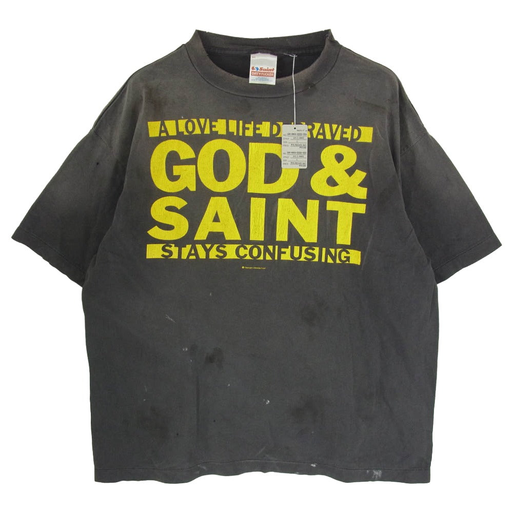 SAINT MICHAEL セントマイケル 26SS SM-MK8-0000-004 GOD SAINT SS T-SHIRT 半袖 Tシャツ カットソー グレー系 L【美品】【中古】