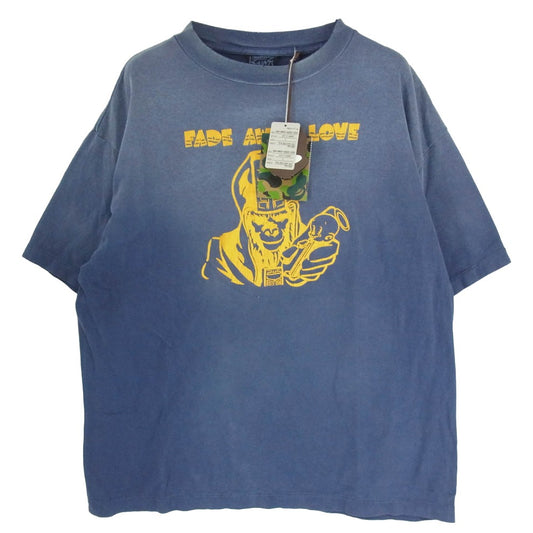 SAINT MICHAEL セントマイケル 26SS SM-MK8-0000-C50 BAPE_SS T-SHIRT FADE AWAY LV 半袖 Tシャツ カットソー ネイビー系 L【美品】【中古】