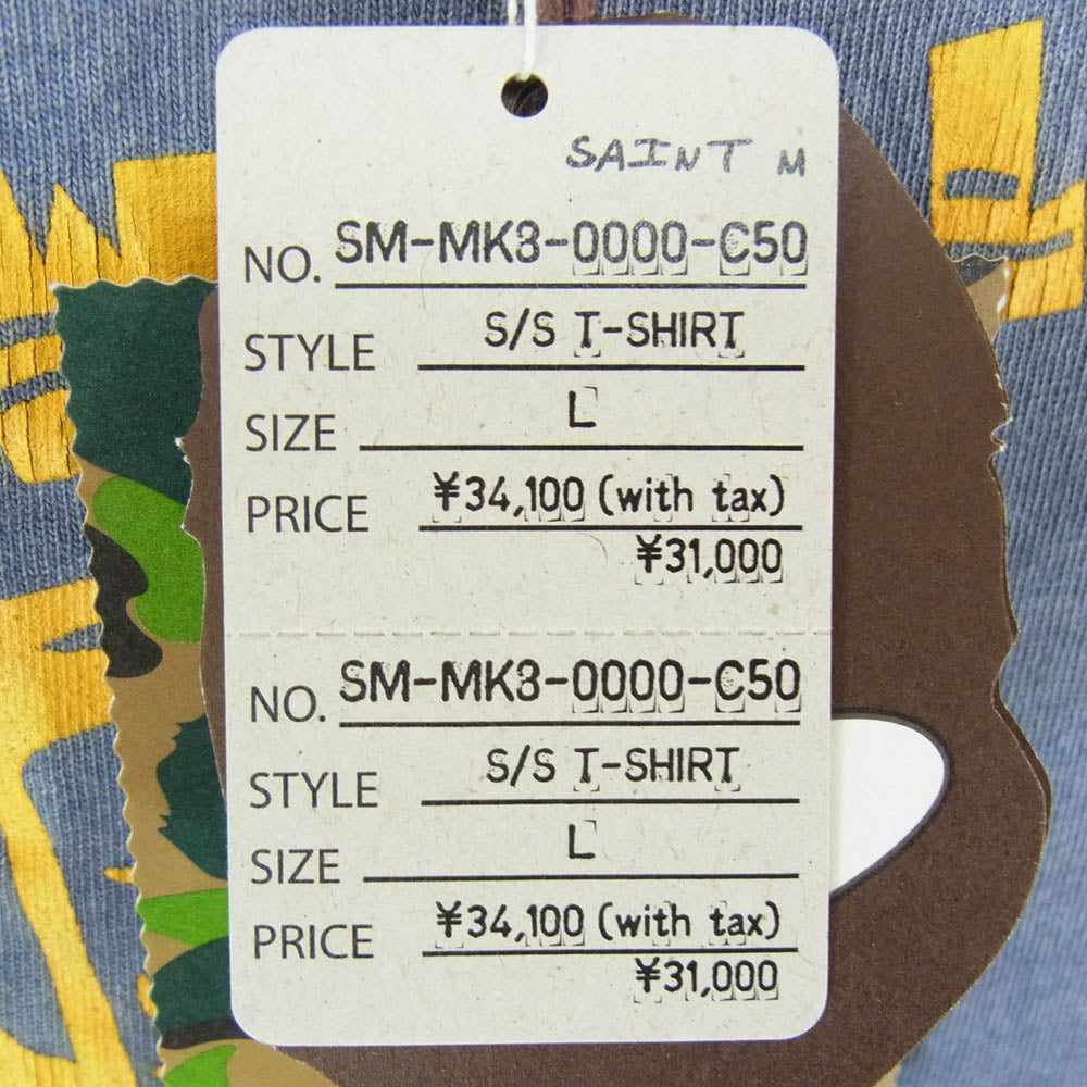 SAINT MICHAEL セントマイケル 26SS SM-MK8-0000-C50 BAPE_SS T-SHIRT FADE AWAY LV 半袖 Tシャツ カットソー ネイビー系 L【美品】【中古】
