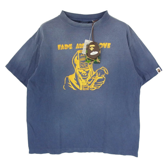 SAINT MICHAEL セントマイケル 26SS SM-MK8-0000-C50 BAPE_SS T-SHIRT FADE AWAY LV 半袖 Tシャツ カットソー ネイビー系 M【美品】【中古】