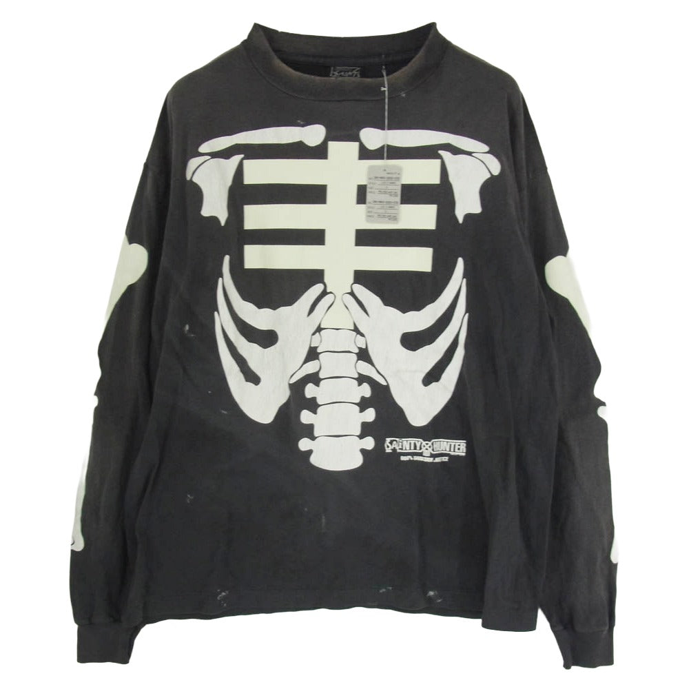 SAINT MICHAEL セントマイケル 26SS SM-MK8-0000-C30 BH_LS T-SHIRT/BONE 長袖 ロングスリーブ Tシャツ ロンT カットソー チャコール系 L【美品】【中古】