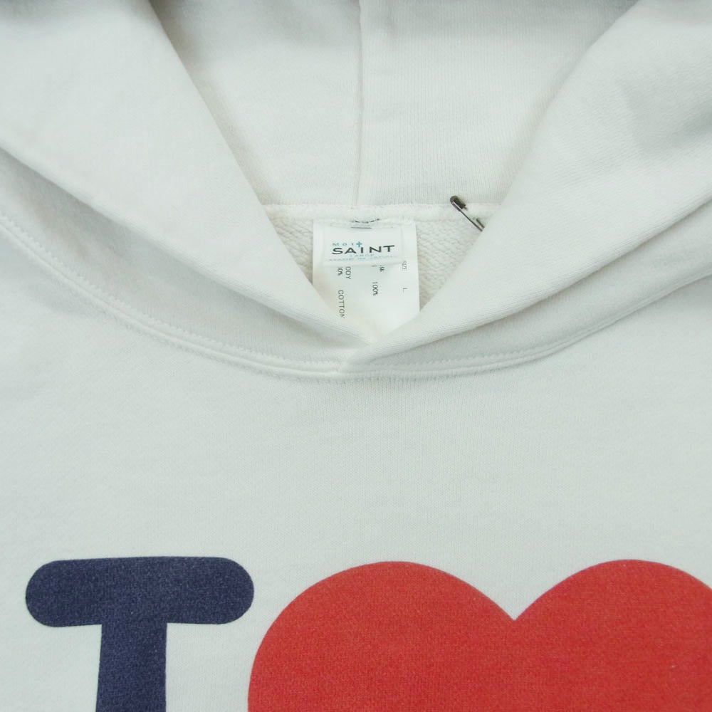 SAINT MICHAEL セントマイケル 26SS SM-MK8-0000-058 I LOVE SAINT HOODIE ラブ パーカー フーディー ホワイト系 L【美品】【中古】