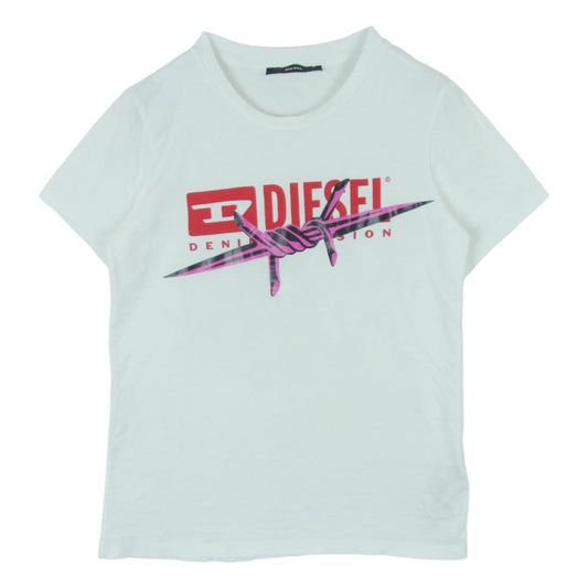 DIESEL ディーゼル T-SILY グラフィックプリント 半袖 Tシャツ コットン インド製 ホワイト系 XS【中古】