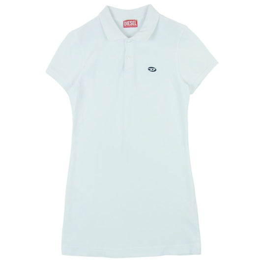 DIESEL ディーゼル D-TENNY オーバル ロゴ刺繍 ポロカラー ミニ ワンピース コットン 中国製 ホワイト系 S【中古】