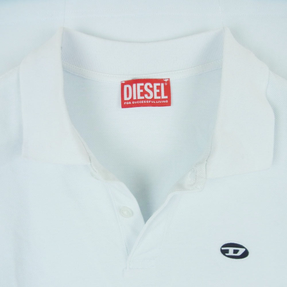 DIESEL ディーゼル D-TENNY オーバル ロゴ刺繍 ポロカラー ミニ ワンピース コットン 中国製 ホワイト系 S【中古】