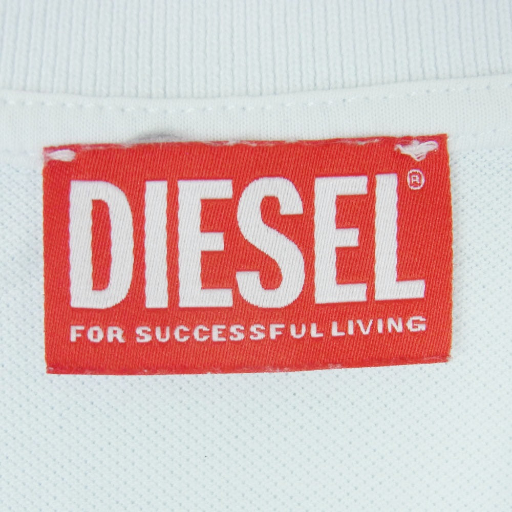 DIESEL ディーゼル D-TENNY オーバル ロゴ刺繍 ポロカラー ミニ ワンピース コットン 中国製 ホワイト系 S【中古】