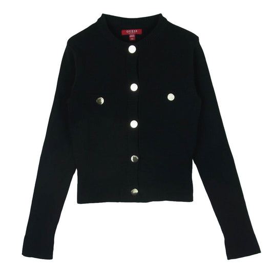 Guess ゲス 金ボタン クルーネック カーディガン レーヨン ナイロン ブラック系 XS【中古】
