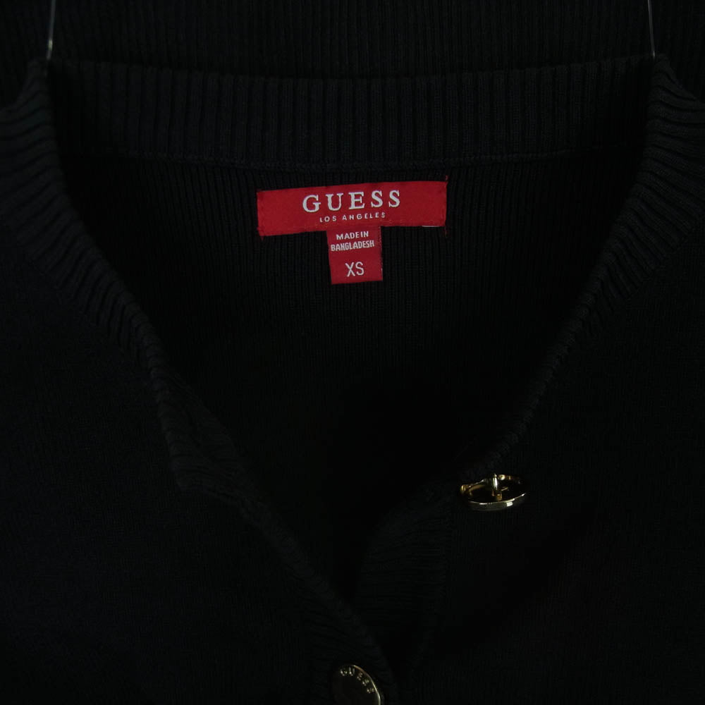 Guess ゲス 金ボタン クルーネック カーディガン レーヨン ナイロン ブラック系 XS【中古】