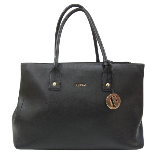 Furla フルラ G6451 リンダ レザー トートバッグ ハンドバッグ ブラック系【中古】